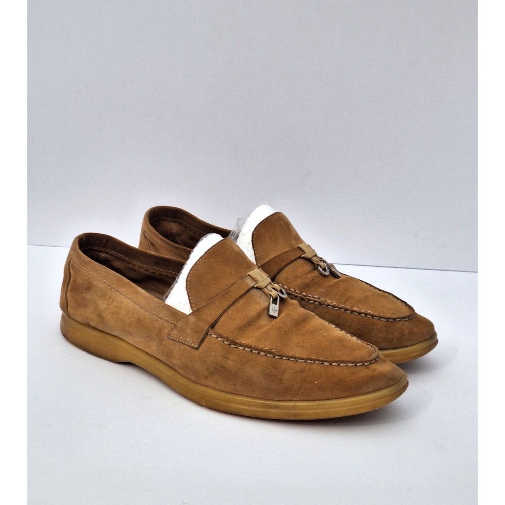 LORO PIANA SUMMER WALK Women’s Charm LOAFERS Sz 41 EU 11 US Brown Suede US 10